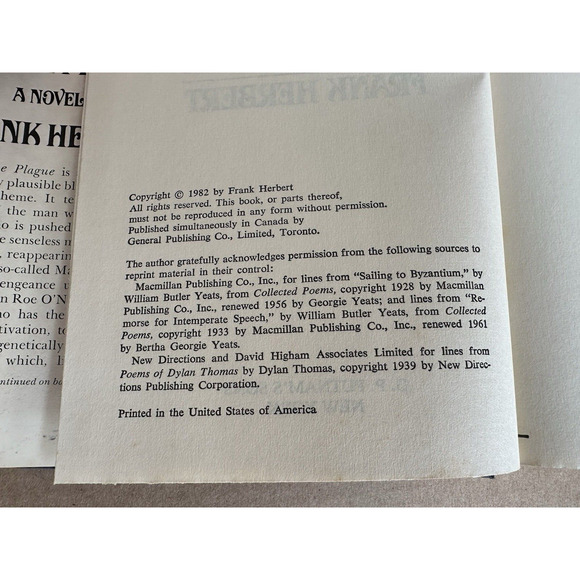 The White Plague Frank Herbert 1982 First Edition First Printing HC DJ Good - Picture 2 of 10